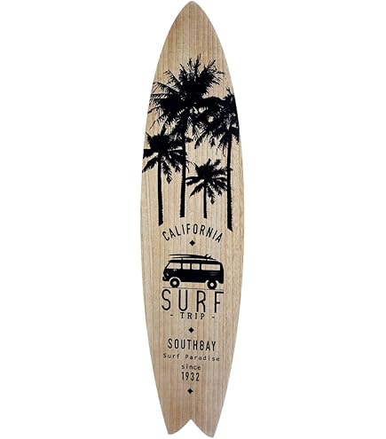 Declina, tabla de surf de pared, impresión sobre aluminio, decoración moderna, surf deco, tabla de surf decorativa, hoja de palmera, 100 x 30 cm