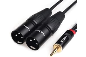 NANYI XLR 3,5 mm Stecker Splitter Kabel, TRS Stereo Stecker auf Zwei XLR Stecker Interconnect Audio Mikrofonkabel, Y Splitter Adapter Kabel (1,5 Meter / 5 Füße)