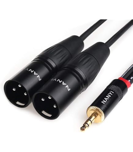 Cavo Adattatore Da 3.5mm Femmina A 2 X 6.35mm Maschio – TRS Stereo A Mono, 20cm, Con Connettori In Metallo E Schermatura