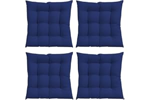 N/S GREATOYAR Cojines para Silla y Asiento, Decoración de Asiento de Jardín Casa Terraza, Cojín Decorativo con Correas de Sujeción, 9 Pespuntes, Fabricado en España, 40 x 40 x 3.5 cm, Pack 4, Azul