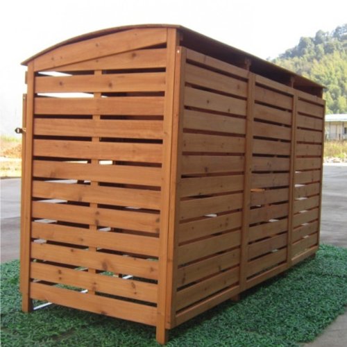 Mülltonnenbox Holz Mülltonnenverkleidung 3Mülltonnen 240l Müllcontainer Mülltonnenhaus Mülltonnenschrank - 8