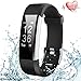 Produktbild Fitness Armband mit Pulsmesser Wasserdicht IP67 Fitness Tracker Aktivitätstracker Pulsuhren Smartwatch Schrittzähler Uhr Vibrationsalarm Anruf SMS Whatsapp Beachten für iPhone Android Handy-Schwarz