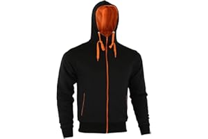 MENS ORANGE SPEED MAXX FLEECE HOODIE REMOVABLE CE ARMOUR MOTORBIKE MOTORCYCLE JACKET (S)