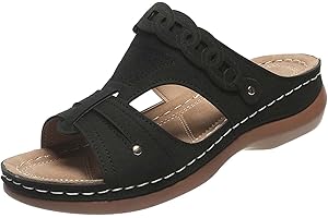 WOXIHUAN Sandales Claquettes Orthopédique Femme Été Pantoufles Rétro Compensé Claquette Épaisse Chaussons à Soutien Plantaire Confort Anti-dérapant Pantoufle Sandale de Marche Nu Pieds Piscine, Plage Voyages