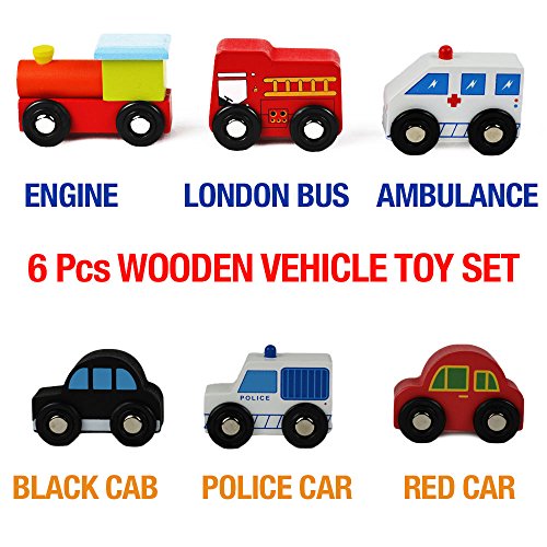 Wooden Toys Cars Bus Engine Emergency Vehicles Educational Toy for Early Learning for Toddlers by NimNik
