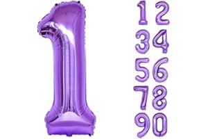 VOLUNX 32 Inch Number Balloons Giant Number Aluminium Foil Helium Balloons for Birthday Party Celebration Decoration New Year Baby Shower Anniversary (Purple, 1)