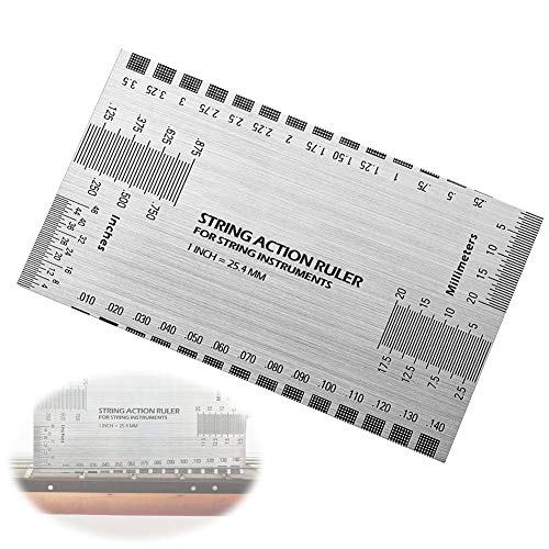 Chitarra Gauge Righello, Strumento Multifunzione per Righello con Calibro a Più Lati e Righello per Calibro per Chitarre Elettriche Acustiche e Basse Pollici e Millimetri