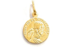 DE BUSSY Medaglia Pendente Padre PIO di Pietrelcina Argento Sterling Copertina Oro 18kt, Argento