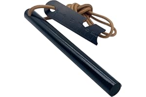 aufodara Krzesiwo mocne krzesiwo o grubości 12,7 mm, długość 12,7 cm – z 1 x skórzanym sznurkiem i wielofunkcyjnym skrobakiem do survivalu i kempingu