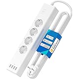 Meross Ciabatta Multipresa Smart Con HomeKit e Alexa, Multipresa WiFi Intelligente Con 4 prese 4 Porte USB, Timer Protezione 