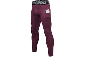 Ruowuhen Leggings Sportivi Uomo Pantaloni a Compressione con Tasche, Asciugatura Rapida Calzamaglia Baselayer for Gym Jogging Running Palestra