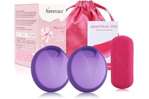 FENYW Disco Menstrual, 2 Piezas Copa Menstrual de Silicona Reutilizable, Silicona Médica Reutilizable, Almohadillas Suaves Alternativas, Lavable y Reutilizable(Púrpura, S+L)