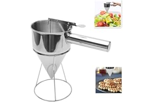 MOVKZACV - Imbuto in acciaio inox per polipo, con manico e rastrelliera, dispenser per pancake e pastella, per dolci e dolci, per il trasferimento di liquidi