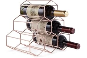 FOMANSH Countertop Wine Rack - 6 Bottle Holder for Wine Storage, Freestanding Wine Rack for Wine Cellar Bar Cabinet, Metal Tabletop Wine Holder with Modern Design,Stand Wine Rack for Kitchen