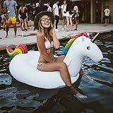🦄 Flotador unicornio hecho del material del espesamiento PVC de la alta calidad, es más durable y tiene una buena flotabilidad después de aerated.