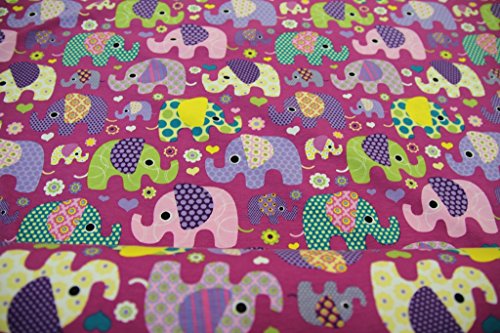 Stoff / Kinder/ Meterware / ab 25cm / beste Jersey-Qualität / Jersey Elefanten auf lila / violettem Hintergrund