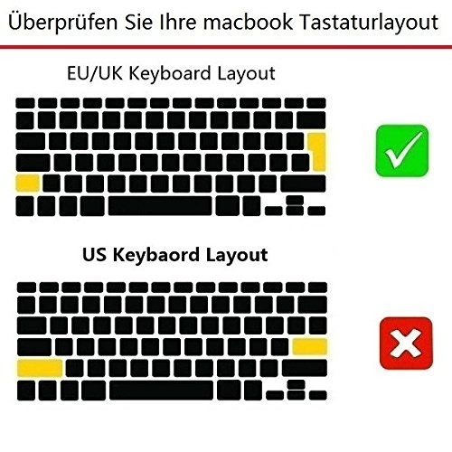 i-Buy QWERTZ Silikon Tastaturschutz Tastenschutz Kratzschutz für MacBook Air Pro 13″ 15″[deutsche Tastenfolge],Keyboard Cover- Schwarz - 2