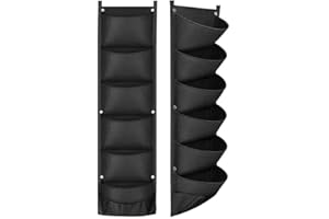 Liummrcy Bolsas de Maceta Colgantes Verticales, 2 Paquetes 7 Bolsillo de jardinería Plantilla de Pared montada en Pared Bolsas de Cultivo, Bolsas de macetas Colgantes plantador de Pared Vertical
