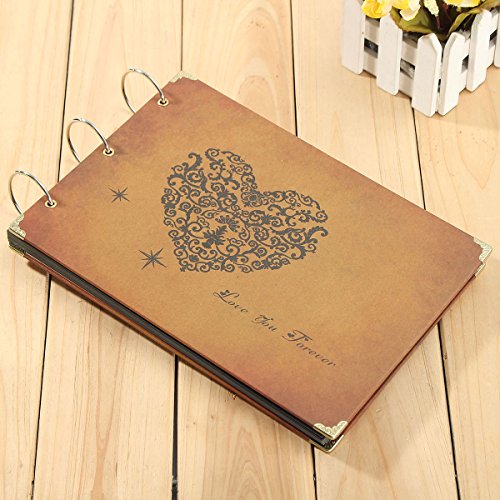Mohoo Fotoalbum DIY Retro Fotoalben Lederprägung handgemacht Mit 30 Karten 10 Zoll Geschenk für Kindertag - 5