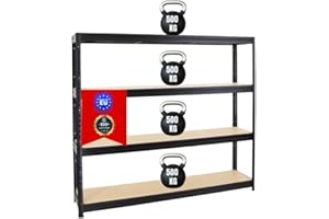 ‎PROREGAL PROREGAL Schwerlastregal Dino Extra Breit 180x200x45 cm Fachlast 500kg Schwarz, Garagenregal, Lagerregal, Steckregal, Weitspannregal