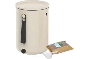 SKAZA EXCEEDING EXPECTATIONS. Skaza Bokashi Organko 2 Composteur de Cuisine – Bokashi Composteur 9,6 L + 1 kg activateur EM – Seau à Compost Compact et sans Odeur, Blanc Crème