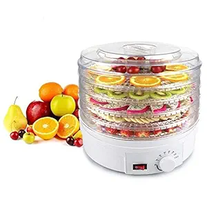 HOMME Electric Counter top Food Dehydrator, Preserver Jerky Maker Machine with 5 Stackable Tray. (White)