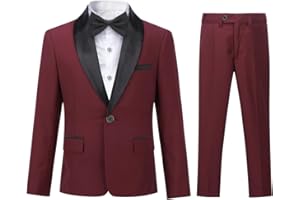 Sliktaa garçons Costume Deux pièces Châle Revers Un Bouton Robe de Banquet de Mariage Gentleman élégant et Confortable