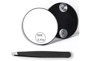 Tinkber Powiększone lusterko do makijażu, lusterko powiększające do makijażu oczu, lusterko powiększające, przyssawka, 20 x lusterko do makijażu z powiększeniem, do podróży, może być również używane w