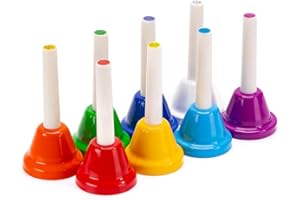 CeleMoon [MINI SIZE] Hand Bells for Toddlers - 8 Note Colorful Metal Handbells with Handle - Educational Teaching and Learning kids Instruments - Gift Musical Toys for Kids Chirldren