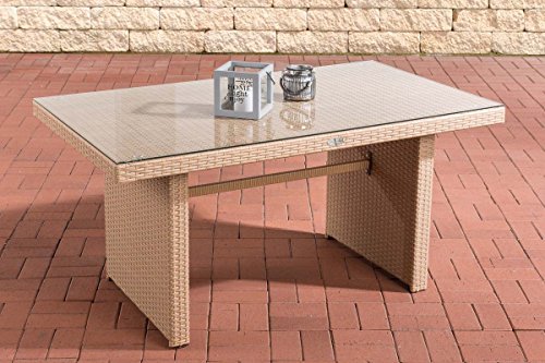 CLP Poly-Rattan Garten-Tisch FISOLO ca 140 x 80 cm, Höhe: 66 cm, ALU-Gestell, Glasplatte 5 mm Sicherheitsglas schwarz - 7