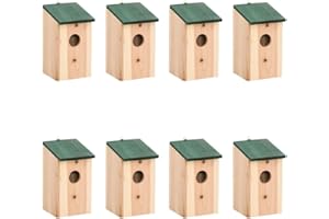 TOSHILIAN Lot de 8 Nichoirs Oiseaux Exterieur, Cabane Oiseaux en Bois Nid Oiseau Maison Oiseaux Nichoir Mésange Nichoirs 8 pcs Bois 12x12x22 cm