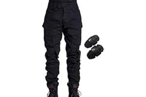 H Welt EU Pantalon militaire pour homme, pantalon avec genouillères pour jeux de stratégie, airsoft, paintball, tir, combat M noir