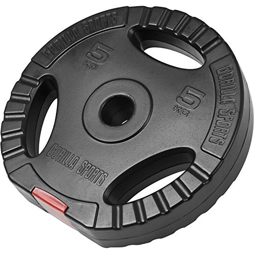 Gorilla Sports Hantelscheibenset Kunststoff Gripper 2×5 2×2,5 2×1,25kg (17,5kg) Hantelscheiben mit praktischen Eingriffen - 4