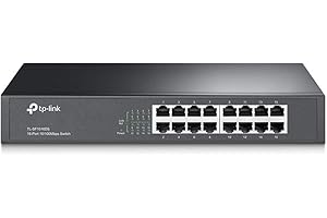 TP-Link TL-SF1016DS 16-Port 10/100Mbps Network Switch, Ethernet Splitter Ports Speed up to 200Mbps, Innovative Energy-Efficient Technology, Supports MAC Address Self-Learning, 13-inch Steel Case