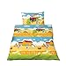 Produktbild Aminata Kids - süße Kinderbettwäsche Bettwäsche Kinder 100x135 Baumwolle roter Traktor Jungen Mädchen Hof-Tiere Bauernhof Bauer Jungen-Kinderbettwäsche Kleinkind Pferd Hund Katze