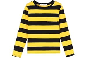 DYBKER T-shirt rayé à manches longues en coton pour garçons et filles - 4 ans, 5, 6, 7, 8, 9, 10, 11, 12 ans