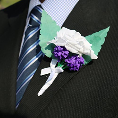 Buttonhole - White rose and lavender paper boutonniere