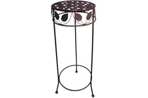 ‎PRIMOLIVING PrimoLiving Metall Blumenhocker/Beistelltisch Shabby Antik-Look braun rund Gr. S (P-05903)