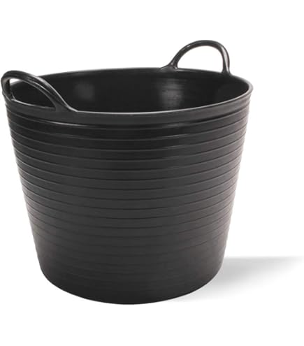 Pack De 5 Paniers En Plastique Noir 42L - Souples, Résistants Avec Anses Renforcées - Idéal Jardinage, Bricolage, Buanderie