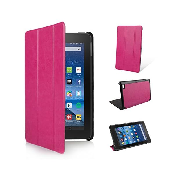 2015 New Fire 7 Fall Tasche -SOONHUA Premium-Leder-Folio-Standplatz-Fall-Schlag-Abdeckung für Amazon New Fire 7 '' Tablet (7-Zoll-Tablet, 5. Generation - 2015 Modell) – Bild 5