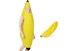 AYBUY Kostium bananowy, zabawny kostium banana i 1 sztuka dmuchany banan, kostiumy owocowe dla dorosłych na Halloween, na imprezy tematyczne, Boże Narodzenie, cosplay, unisex