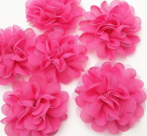 Zhanyue Embellishment 16pcs Beige Large 6CM (2.4") Chiffon Organza Flowers Ribbon Flowers Bows Appliques Home Party Wedding Decoration DIY Craft Supply