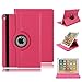 Produktbild Hülle für iPad 4, elecfan® 360°Grad Drehung Hülle für iPad 2/3/4 Ledertasche lederhülle Case Smart Cover Tasche Flip Case Cover mit Auto Wake up und Standfunktion für iPad 2/3/4 (iPad 2/3/4, Blau) (iPad Mini 1/2/3, Hot Pink)