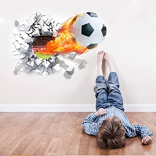 Stickerkoenig 3D Wandtattoo Wandaufkleber Wanddurchbruch Loch Wand Sticker DIY Kinderzimmer Fußball Stadion Fussballer #1473 - 4