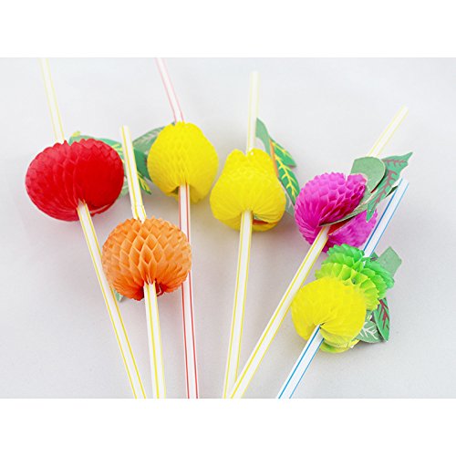 3D Frucht Cocktail Strohhalme , 50 Stück Assorted - 3