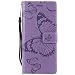 Produktbild DENDICO Galaxy S9 Hülle, PU Leder Handyhülle mit Standfunktion und Kartenfach, Schmetterling Muster Magnetverschluss Flip Brieftasche Etui TPU Schutzhülle für Samsung Galaxy S9 - Violet