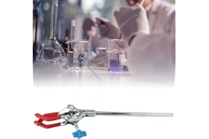 CERLINGWEE Pinza de laboratorio, 11in Herramienta Experimental Recubierto de Goma Pinza de Laboratorio de Dedos Clip de Pinza de Extensión de Tres Dedos para Laboratorio Escuela