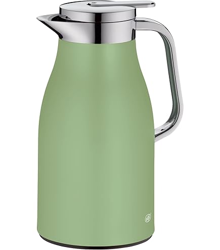 alfi Signo One Thermoskan, 1,0 l, kokosnootwit, mat, isoleerkan van roestvrij staal met inzetstuk van gehard glas, schroefsluiting met praktische drukknop, bediening met één hand