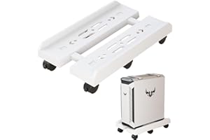 Niciksty Mobilny stojak na procesor do komputera, regulowany stojak na komputer z 6 regulowanymi kółkami, wózek na procesor pod biurko - biały