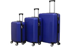 FLEX VALUE Flex 3pc Hard Shell Suitcase Set - Lightweight Suitcase Set - ABS 3 Piece Luggage Set Includes Cabin & Hold Luggage - Premium Quality Trolley - 4 Wheel Suitcase Sets Built in Lock (Full Set, Blue)